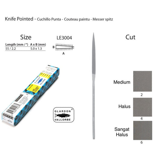 Glardon-Vallorbe Knife Escapement Files 55 mm LE3004 Cut no.4 (Medium)