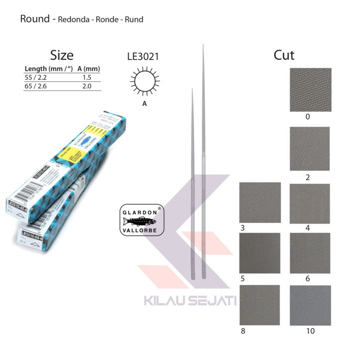 Glardon-Vallorbe Round Escapement Files 55 mm LE3021 Cut No. 4