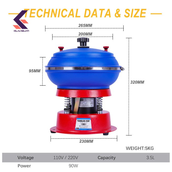 Mesin Poles Getar Vibratory Tumbler SP-B-10 3 Liter