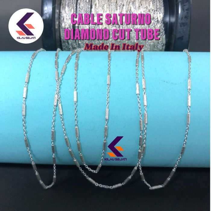 Rantai Perak 925 Cable Saturno Chain Made in Italy per 10 cm
