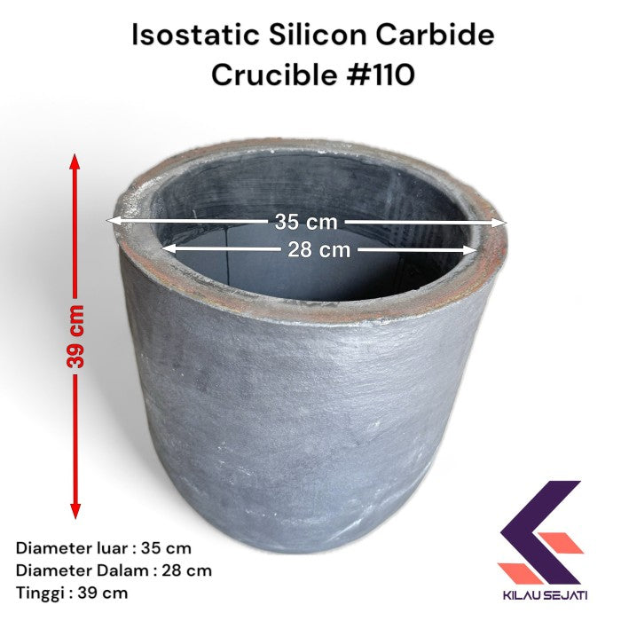 Isostatic Silicon Carbide Graphite Crucible #110 Heavy Duty Tahan Temperature Tinggi