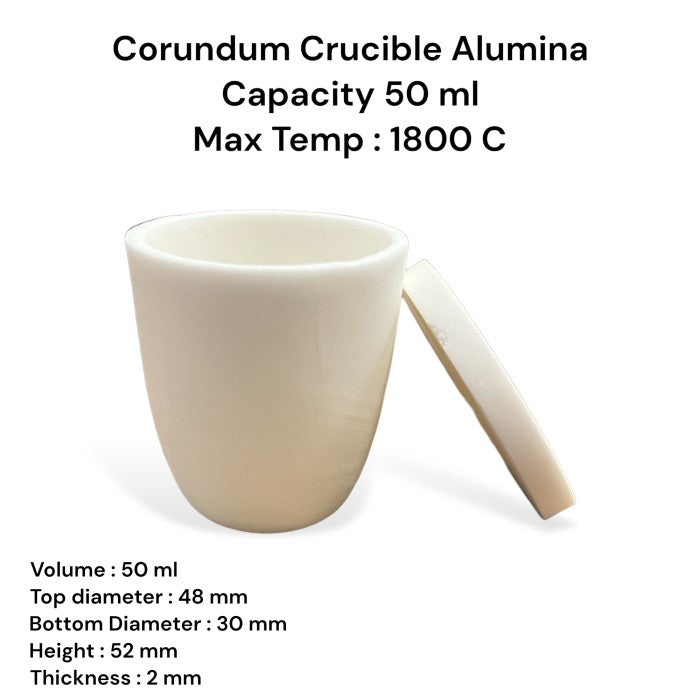 Krus Alumina 50 ml High Purity 99% / Alumina Crucible 1800°C