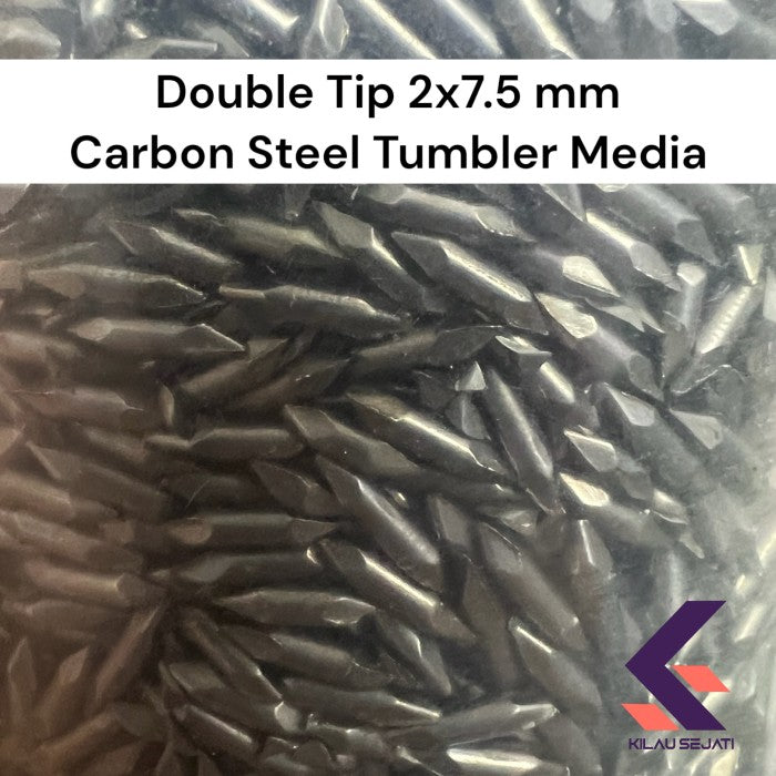 Double Tip Carbon Steel Media 2 x 7.5 mm untuk Tumbler Berat 100 gram