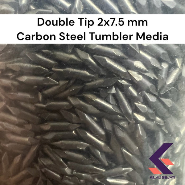 Media Tumbler Double Tip Carbon Steel 2 x 7,5 mm Isi 100 gr