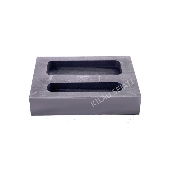Cetakan Ingot Emas Grafit 2 Lubang (20 gr & 50 gr) High Purity