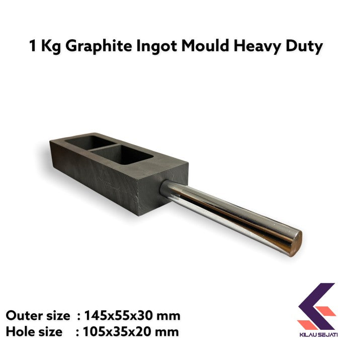 Cetakan Ingot Grafit Heavy Duty Kapasitas 1000 gr Emas + Free Pembatas