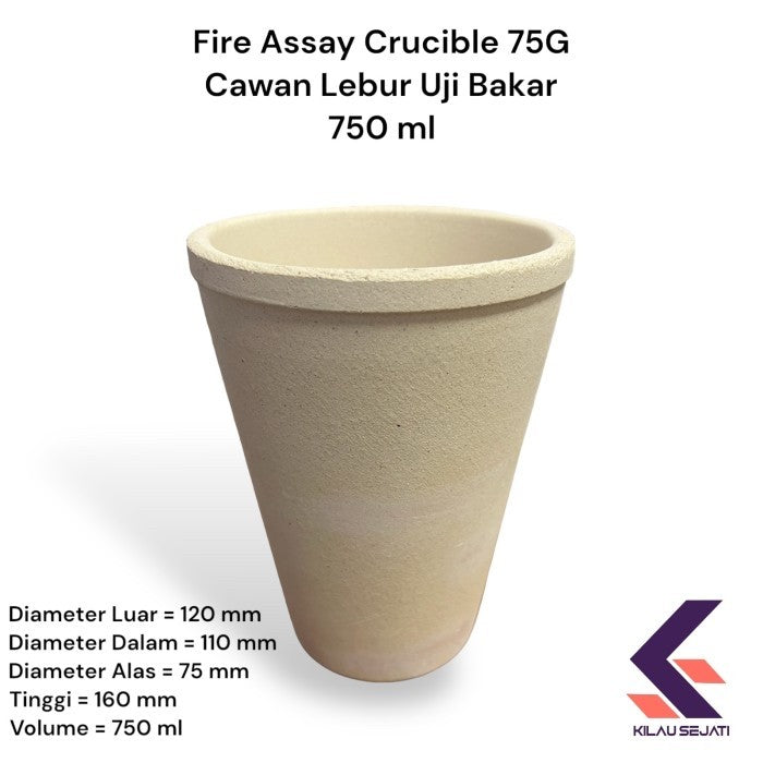 Fire Assay Crucible 65G / Cawan Lebur Uji Emas Mineral Logam Mulia