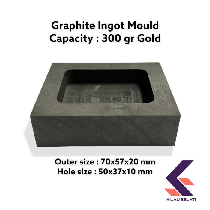 Cetakan Ingot Emas Grafit 300 gr High Purity / Singen Grafit