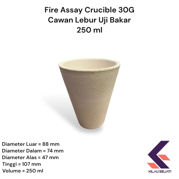 Fire Assay Crucible 65G / Cawan Lebur Uji Emas Mineral Logam Mulia