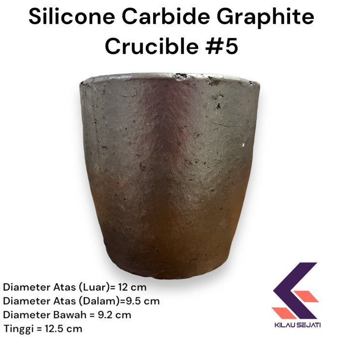 Silicon Carbide Grafit Crucible Tungku Peleburan Kuningan Tembaga 5 Kg