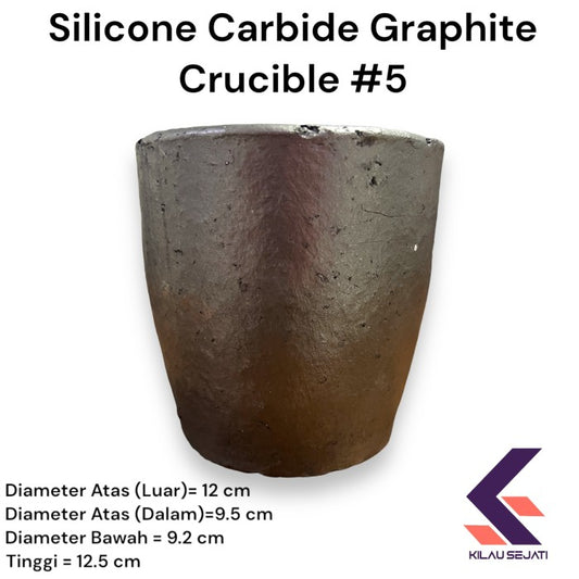 Silicon Carbide Grafit Crucible Tungku Peleburan Kuningan Tembaga 5 Kg