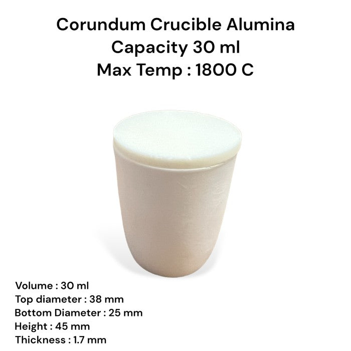 Krus Alumina 30 ml High Purity 99% / Alumina Crucible 1800°C