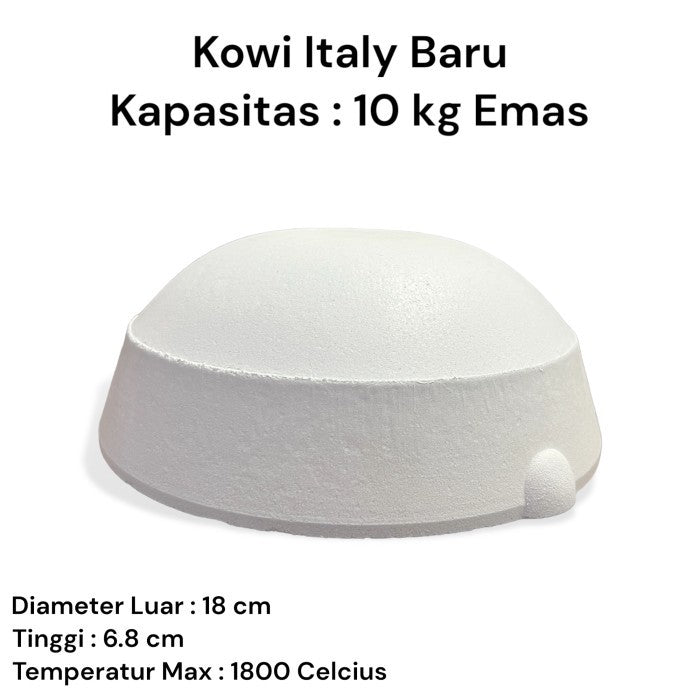 Mangkok Kowi Lebur Italy Baru Diameter 18 cm Tahan Suhu hingga 1800 C