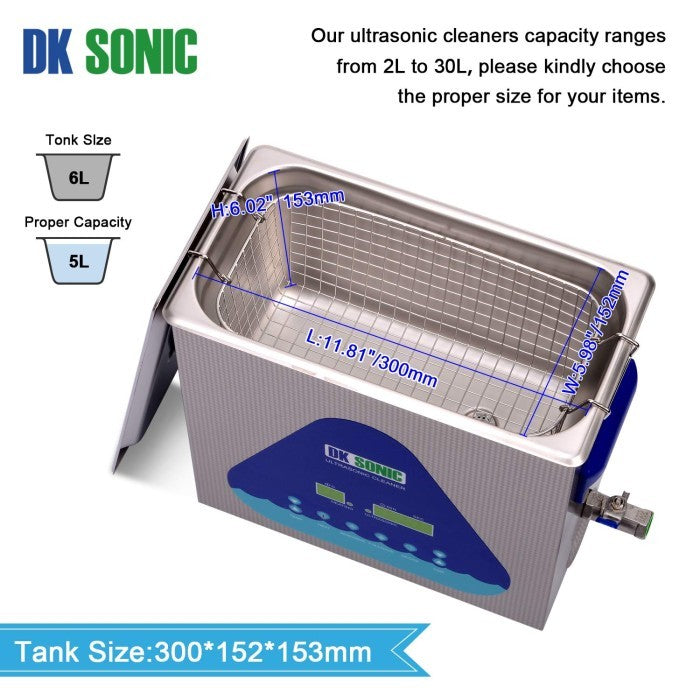 Ultrasonic Cleaner DK Sonic 6,5 Liter Dual Frequency + Pemanas