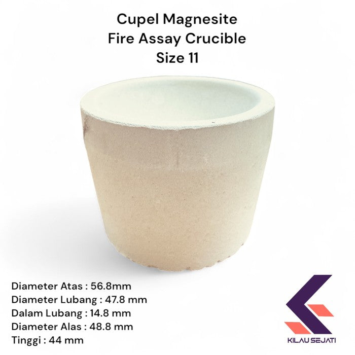 Cupel Magnesit No. 11 untuk Fire Assay / Uji Kadar Emas