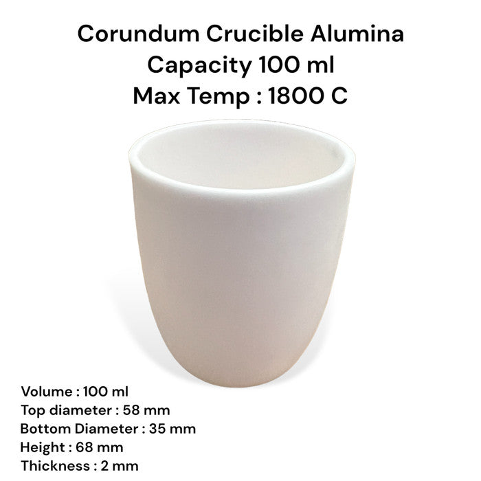 Krus Alumina 100 ml High Purity 99% / Alumina Crucible 1800°C