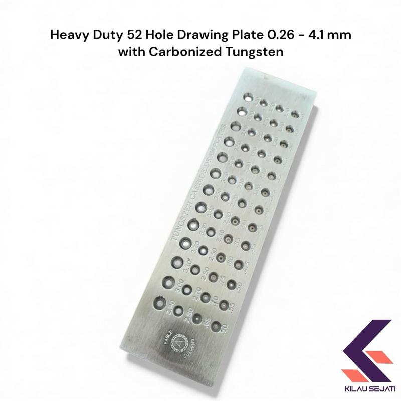 Kilau Sejati Heavy Duty 52-Hole Tungsten Carbide Drawing Plate 0.26 – 4.10 mm dengan Lubang Carbonized Tungsten Polished untuk Presisi Tinggi dalam Pembuatan Perhiasan