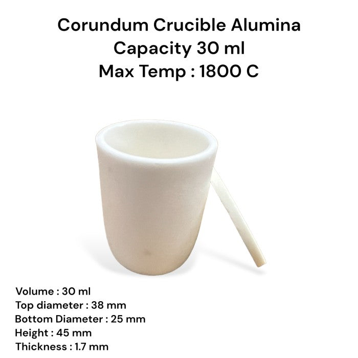 Krus Alumina 30 ml High Purity 99% / Alumina Crucible 1800°C