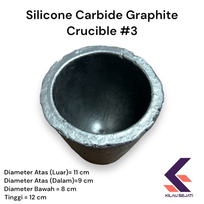 Silicon Carbide Grafit Crucible Tungku Peleburan Kuningan Tembaga 3 Kg