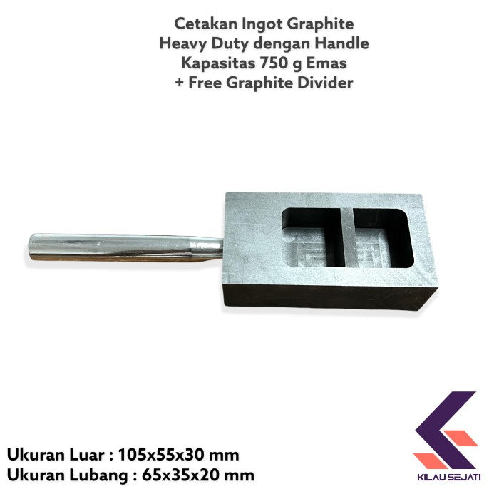 Cetakan Ingot Emas Grafit Heavy Duty 750 gr + Pembatas