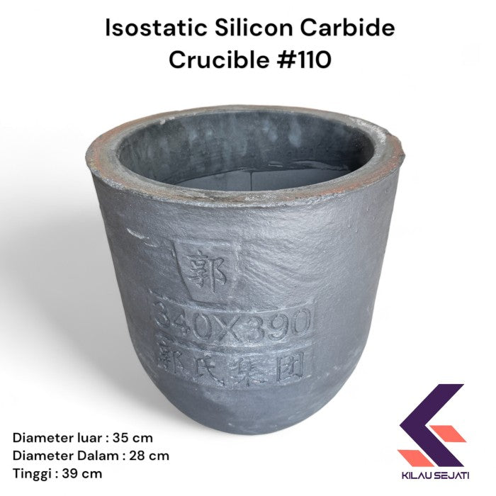 Isostatic Silicon Carbide Graphite Crucible #110 Heavy Duty Tahan Temperature Tinggi