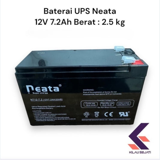 Neata Baterai UPS Kualitas Premium Heavy Duty 12V 7.2Ah berat 2.5 kg