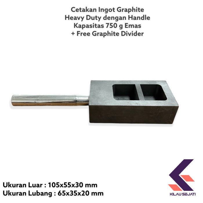 Cetakan Ingot Emas Grafit Heavy Duty 750 gr + Pembatas