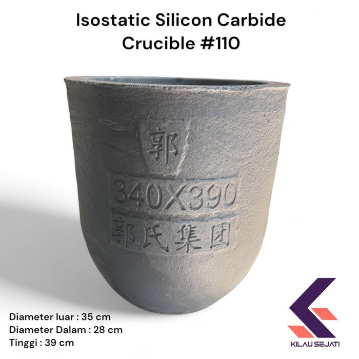 Isostatic Silicon Carbide Graphite Crucible #110 Heavy Duty Tahan Temperature Tinggi