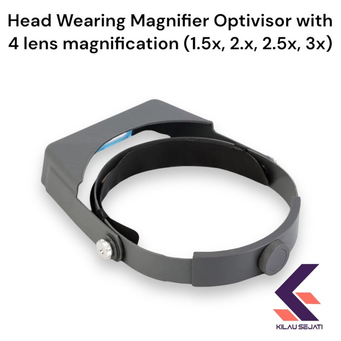 head wearing binocular magnifier optivisor loupe 4 lensa visor