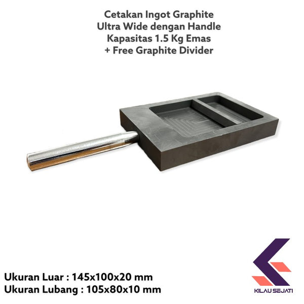Cetakan Ingot Emas Grafit Heavy Duty Lebar 1,5 kg