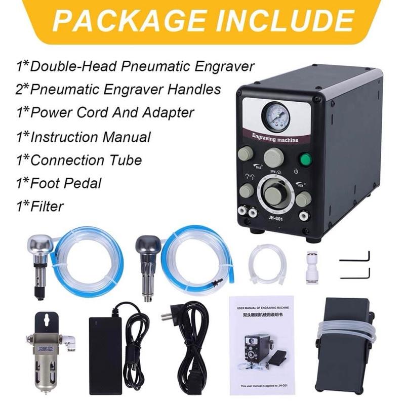 Mesin Ukir Pneumatik Double Head HH-G01 - Akurasi Tinggi untuk Perhiasan & Kerajinan Presisi