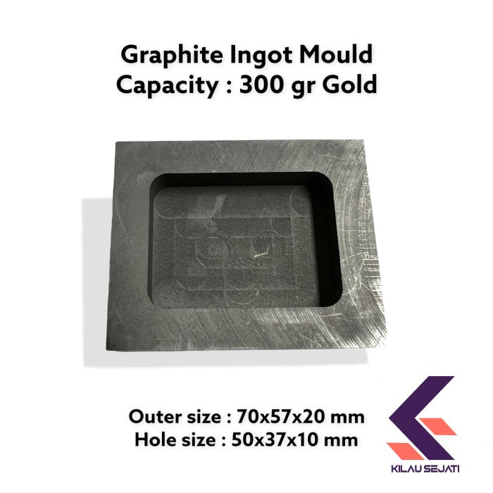 Cetakan Ingot Emas Grafit 300 gr High Purity / Singen Grafit