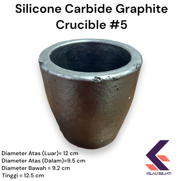 Silicon Carbide Grafit Crucible Tungku Peleburan Kuningan Tembaga 5 Kg