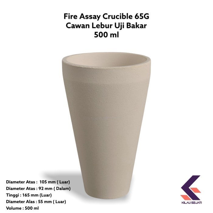 Fire Assay Crucible 65G / Cawan Lebur Uji Emas Mineral Logam Mulia