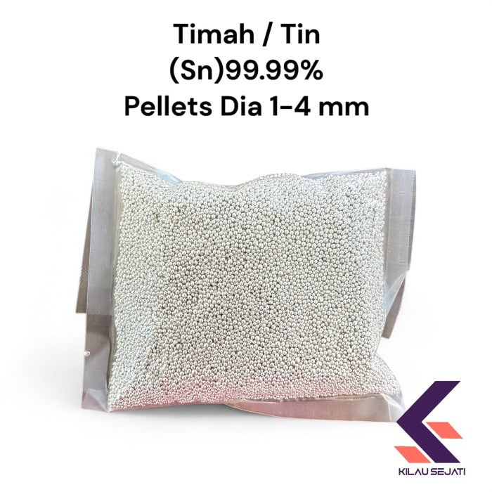 Pellet Timah Murni (Sn) 99.99% High Purity Tin (Sn) 99.99% per gram