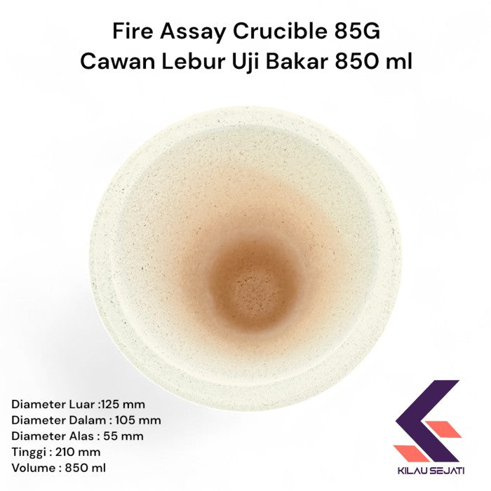 Fire Assay Crucible 85G / Cawan Lebur Uji Emas & Logam Mulia 850 ml