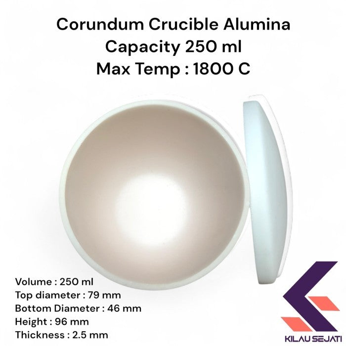 Krus Alumina 250 ml High Purity 99% / Alumina Crucible 1800°C