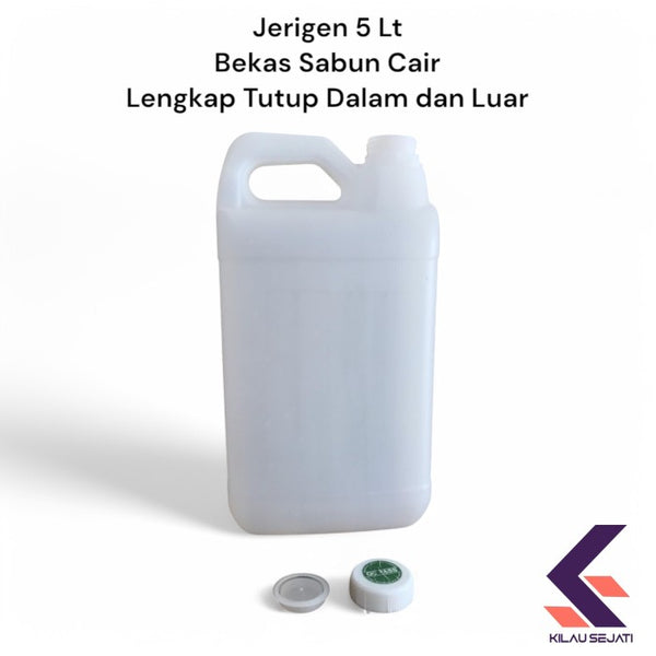 Jerigen HDPE 5 Lt Bekas Sabun Cair Komplit Tutup Dalam dan Luar