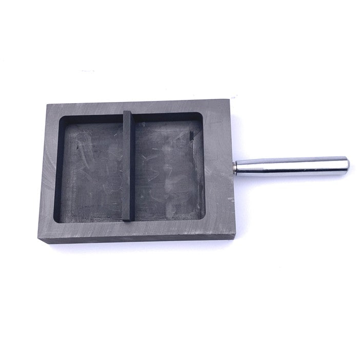 Cetakan Ingot grafit high purity dgn handle untuk 2 kg emas Size Lebar