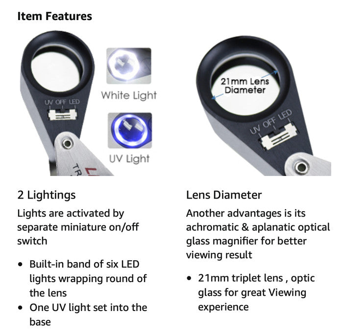 Loupe Berlian 10x 21 mm Triplet Optical Glass (Setara Hastings)