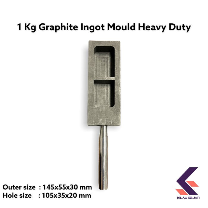 Cetakan Ingot Grafit Heavy Duty Kapasitas 1000 gr Emas + Free Pembatas