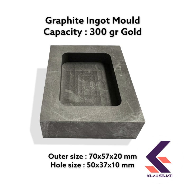 Cetakan Ingot Emas Grafit 300 gr High Purity / Singen Grafit