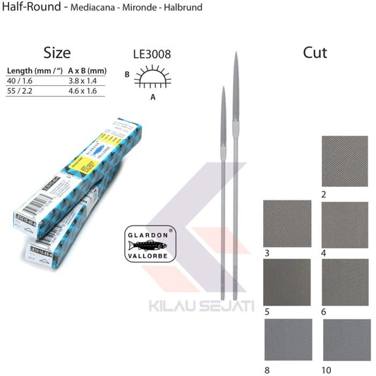 Glardon-Vallorbe Half Round Escapement Files 55 mm LE3008 Cut no.4