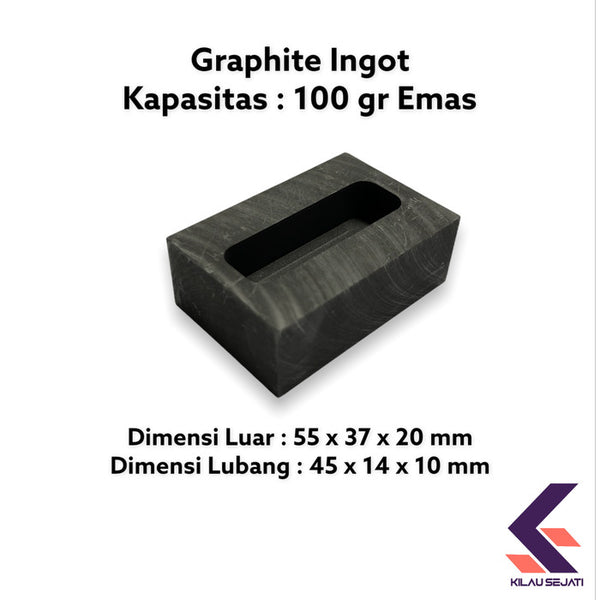 Cetakan Ingot Emas Grafit 100 gr High Purity / Singen Grafit