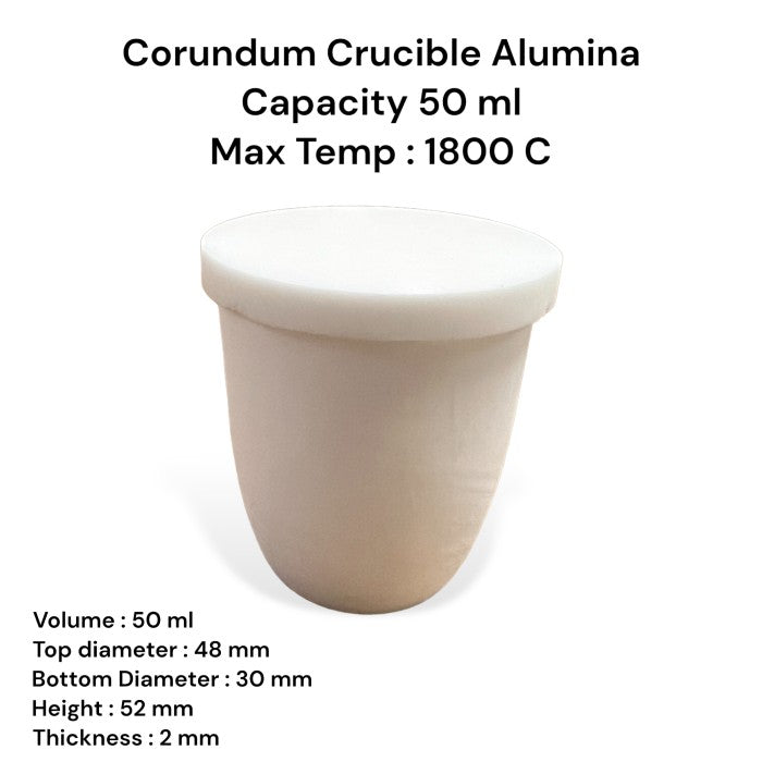 Krus Alumina 50 ml High Purity 99% / Alumina Crucible 1800°C
