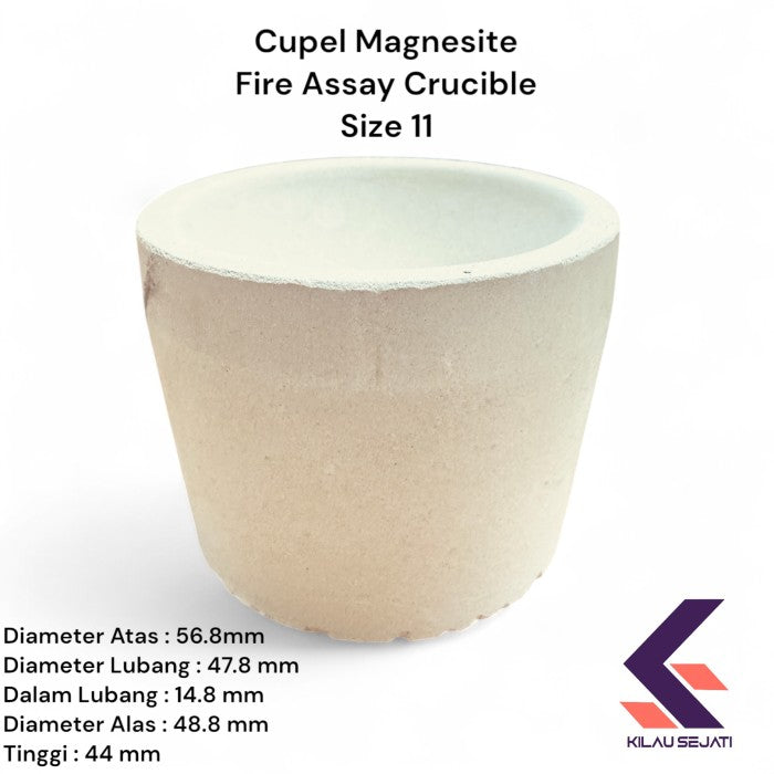 Cupel Magnesit No. 11 untuk Fire Assay / Uji Kadar Emas