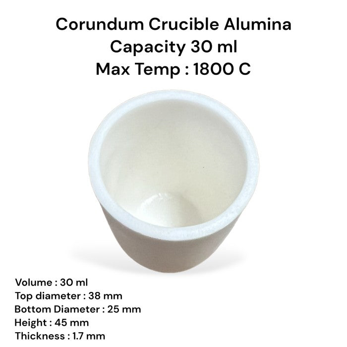 Krus Alumina 30 ml High Purity 99% / Alumina Crucible 1800°C