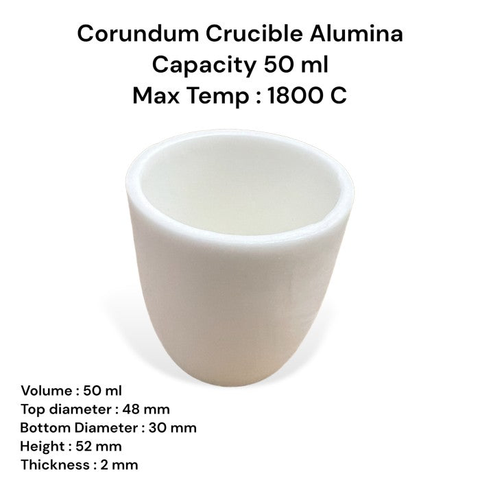 Krus Alumina 50 ml High Purity 99% / Alumina Crucible 1800°C
