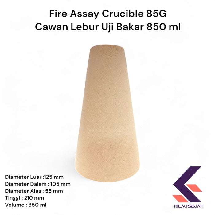 Fire Assay Crucible 85G / Cawan Lebur Uji Emas & Logam Mulia 850 ml