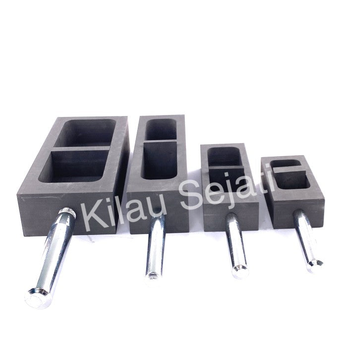 Cetakan Ingot Emas Grafit 600 gr dengan Handle Besi